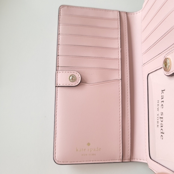KATE SPADE Star Staci Large Slim Bifold Shimmery Pink Wallet - Picture 9 of 16